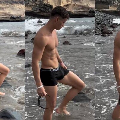 Model ken (kenpop79) shows off his bulge in the river
