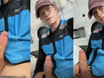 Amazon driver jerks off in the back of his truck