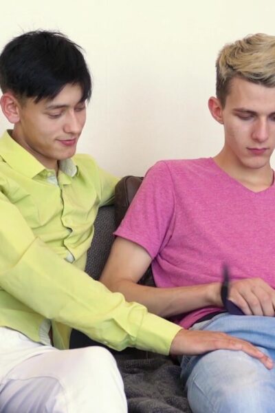 Two hung boys get friendly